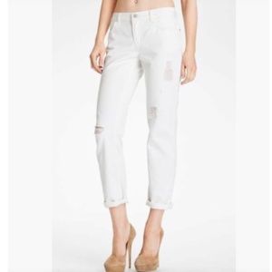 J Brand Aiden Distressed White Boyfriend Jeans